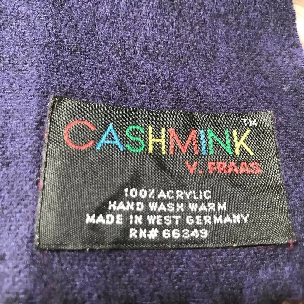 Vintage‎ CASHMINK by V. FRAAS 100% acrylic cashmere feel scarf OS